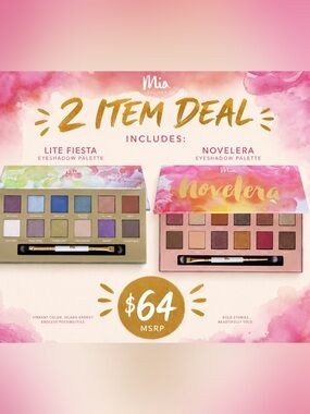 MIA Del Mar Life is a Fiesta & Novelera Eyeshadow Duo — Pink, Green, Blue, Gold